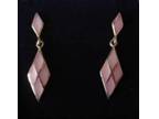 Silver earrings inlaid with pink shell